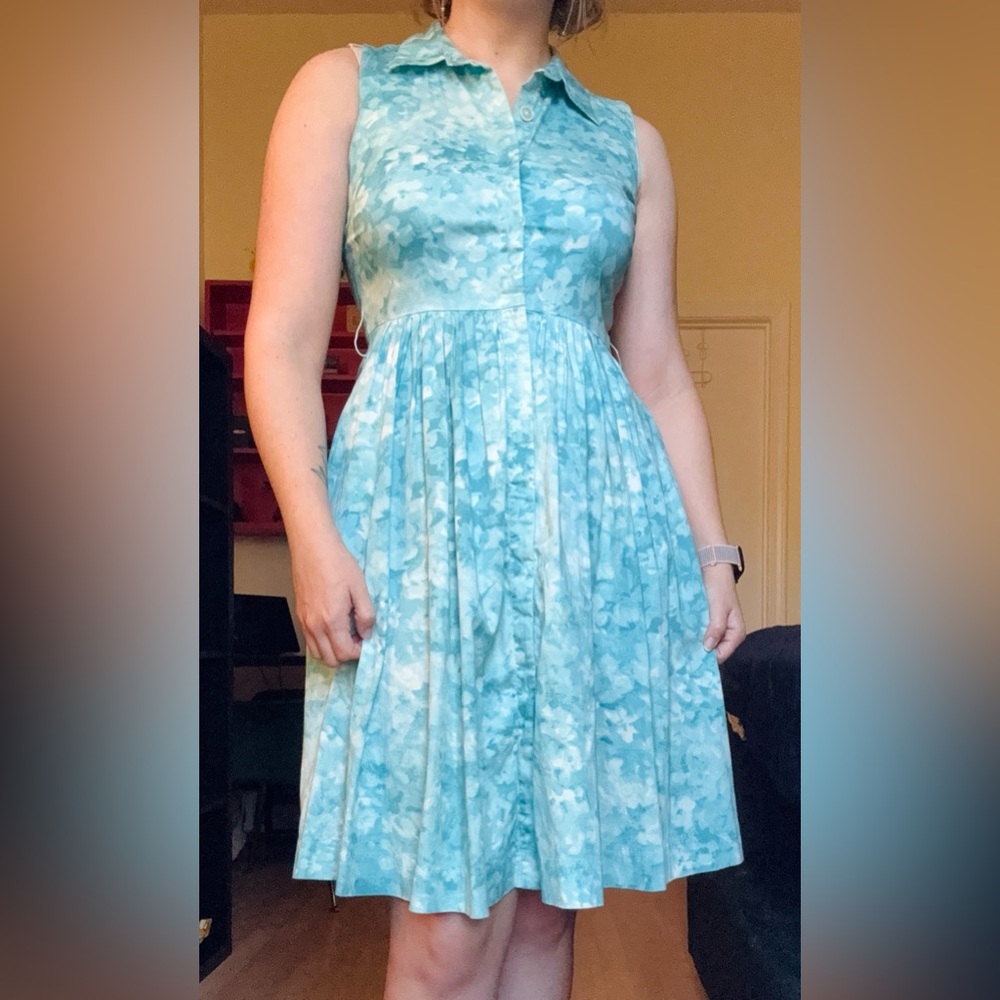Elegant Blue 50s Inspired Talbots Dress